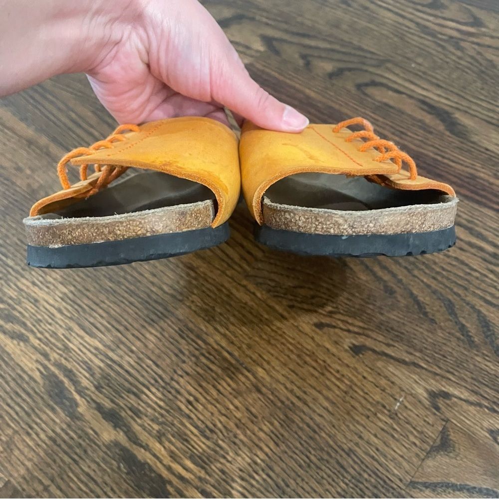 BIRKENSTOCK Papillo Orange Leather Lace Up Slip On Sandals - Picture 4 of 10
